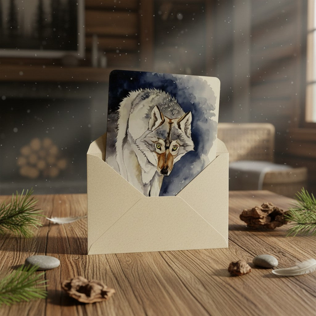 Illustration Hunvreoù Paper – Loup - Carte – univers poétique nature Bretagne