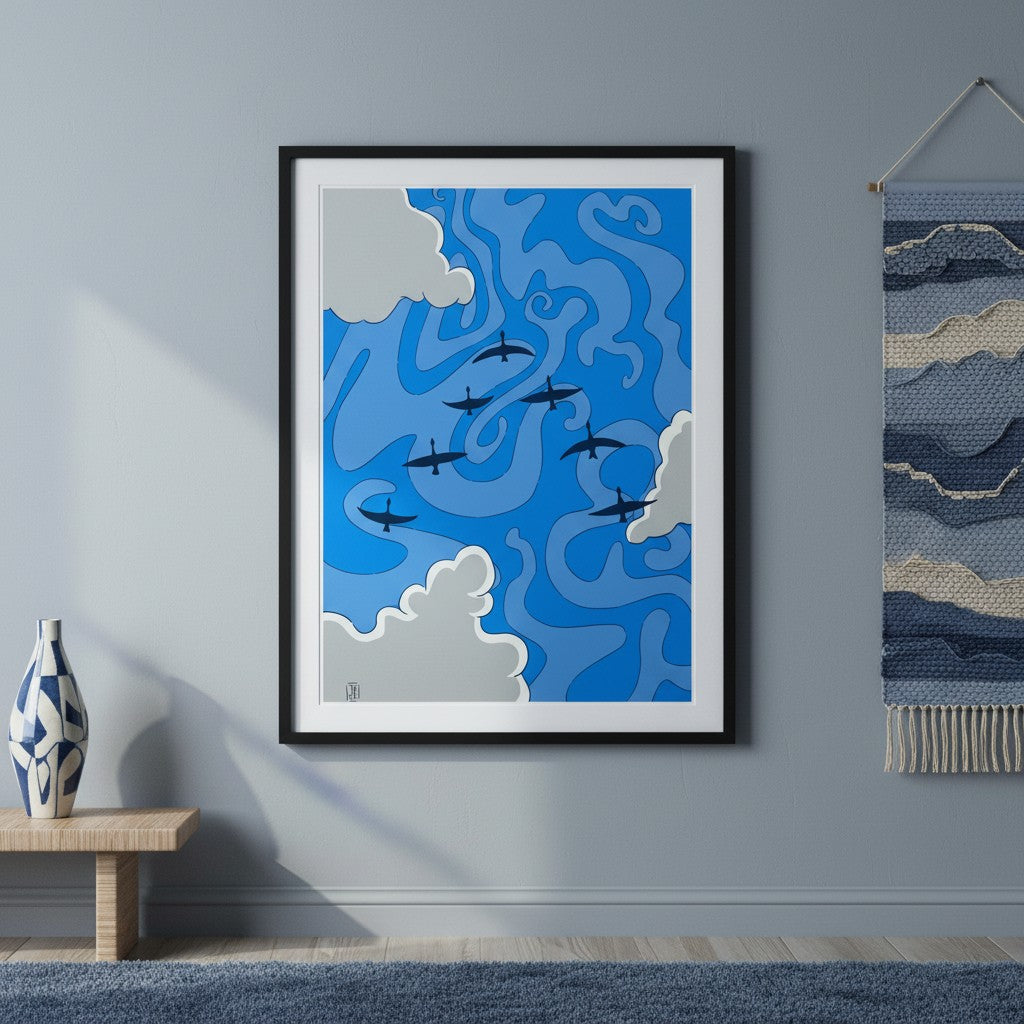 Illustration Hunvreoù Paper – Migration - Affiche – univers poétique nature Bretagne