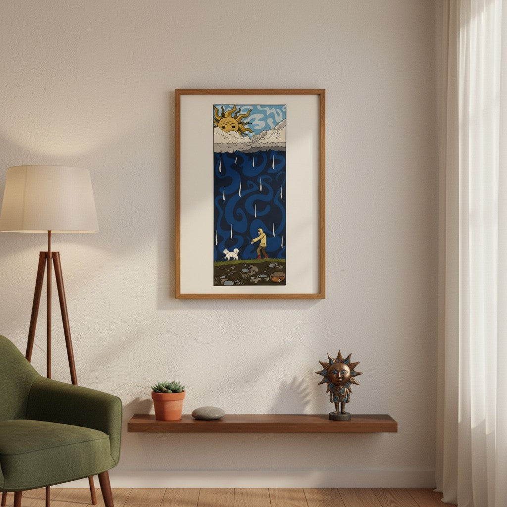 Illustration Hunvreoù Paper – Sous la pluie - Affiche – univers poétique nature Bretagne