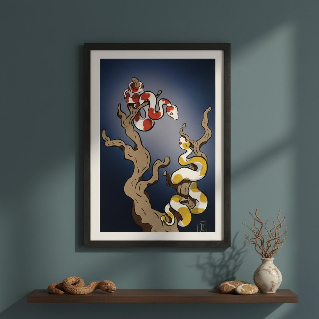 Illustration Hunvreoù Paper – Serpent - Affiche – univers poétique nature Bretagne